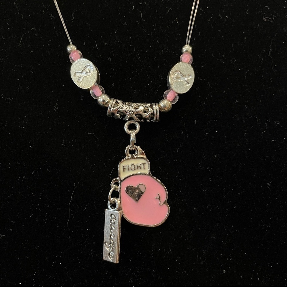 Breast Cancer awareness necklace pink boxing glove